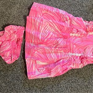 Pink and White Patterned Dress with Matching Bloomers